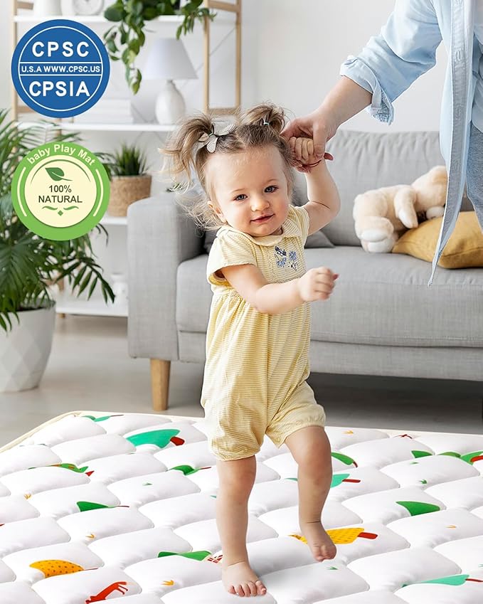 Odorless Premium Foam Baby Play Mat 50" x 50", Soft Microfiber Fabric Crawling Mat for Floor- Comfortable and Hypoallergenic, Non-Slip Cushioned Floor Playpen mat for Infants,Babies,Toddlers