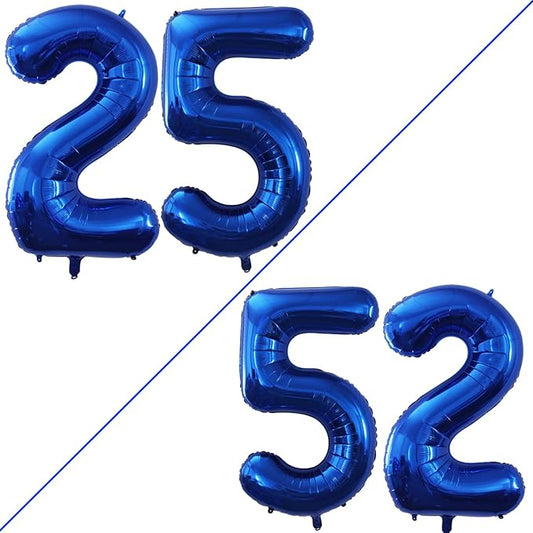 GOER Number 25 Balloons for 25th Birthday Party Decorations,42 Inch Jumbo Foil Helium 52 Balloons for 52nd Birthday Party Decoration (Blue)