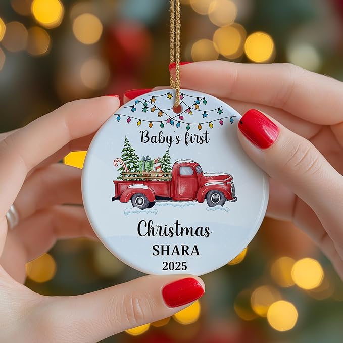 Personalized Baby First Christmas Ornament 2025 - Custom Ornament for New Baby - Babies Name Keepsake - Sweet Gift for Parents - Newborn, New Mom, Dad Gifts On Christmas, Birthday