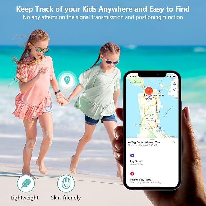 Waterproof Airtag Bracelet,Hidden Airtag Wristband,Anti-Lost Silicone Apple Airtag Holder Case,Airtag Case Cover Accessories Watch Band GPS Tracker-Blue