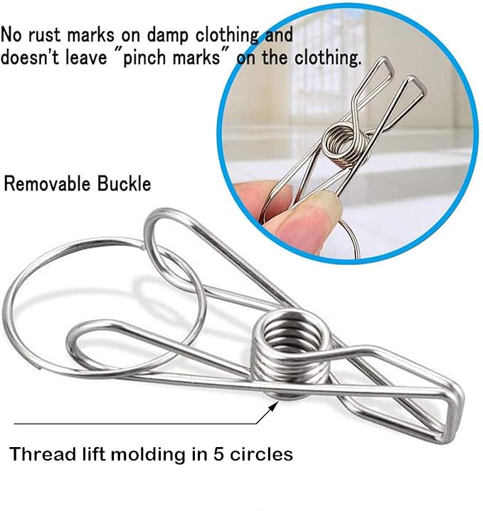 CenYouful 2 Pack Stainless Steel Round Hanging Drying Rack with 20 Clips for Drying Socks, Baby Clothes, Bras, Towel, Underwear, Hat, Scarf, Pants, Gloves