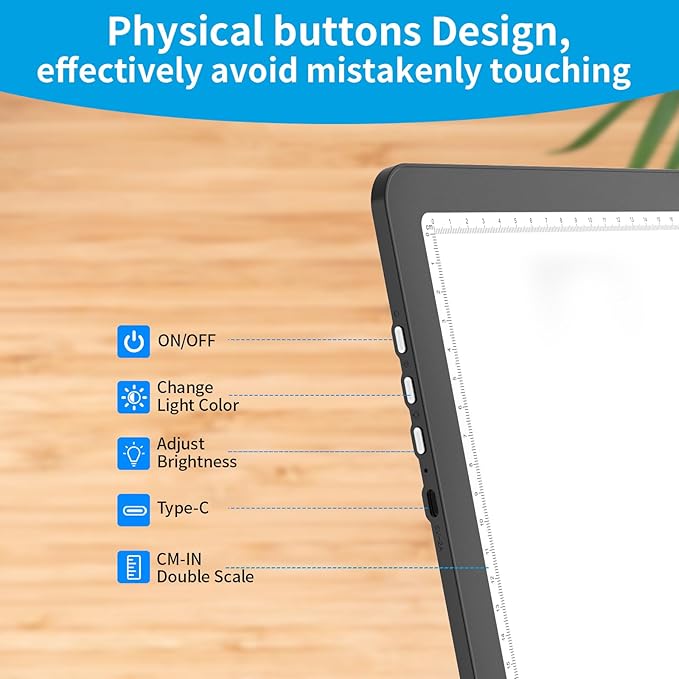 Phylosal Magnetic A4 Light Pad with Bag, Super Bright Light Box with Side Button, Diamond Art Light Board, Lightbox for Tracing and Drawing, USB Power Light Table for Sketching, Weeding Vinyl (Black)