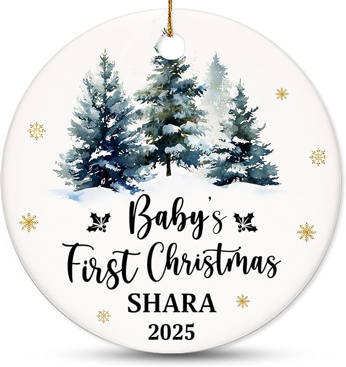 Personalized Baby First Christmas Ornament 2025 - Custom Newborn Keepsake - Sweet Gift for New Parents Mom Dad - Sweet Baby, Boy, Girls, Mom, Dad Holiday Celebration