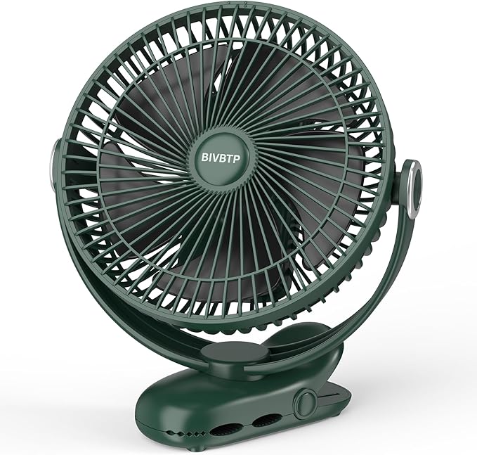 12000mAh Clip on Fan 30H Longest Runtime, 8in Portable Fan Rechargeable, Ultra Quiet with Heavy-Duty Clamp, USB Desk Fans for Golf Cart,Office Desk, Treadmill, Camping, Bedroom