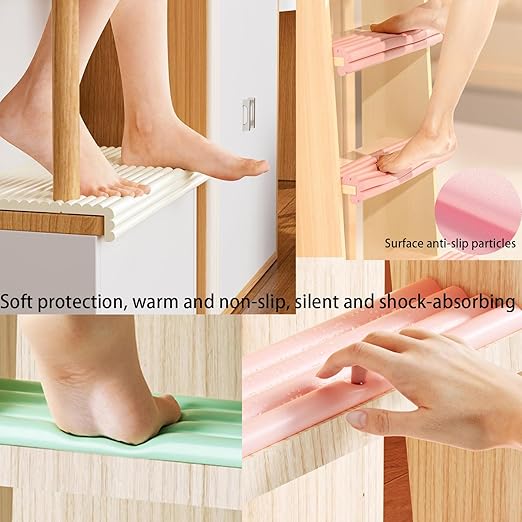 Bunk Bed Ladder Pads,Traction Treads for Stair Steps,Soft Extra-Wide Edge Protector,Self-Adhesive Bunk Bed Ladder Cover Foam Padding,Furniture 16.5 Ft Pink