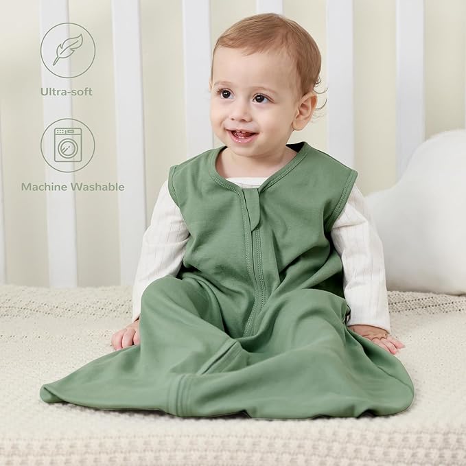 JELLYMONI Baby Sleep Sack 12-18 Months 100% Cotton Wearable Blanket, 0.5 TOG Soft Lightweight Toddler Sleeping Sack 3 Pack 2-Way Zipper Newborn Sleep Sacks