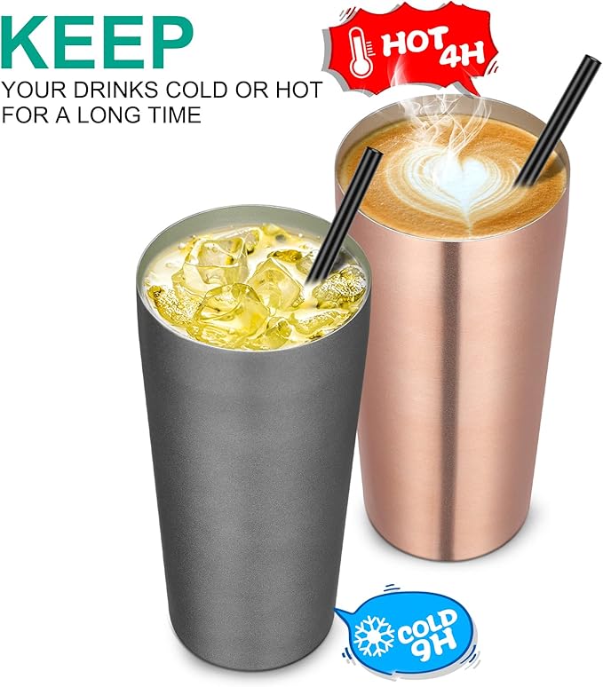 VEGOND 20oz Tumbler Bulk with Lid and Straw 12 Pack, Stainless Steel Vacuum Insulated Tumbler, Double Wall Coffee Cup Travel Mug, Rose Gold