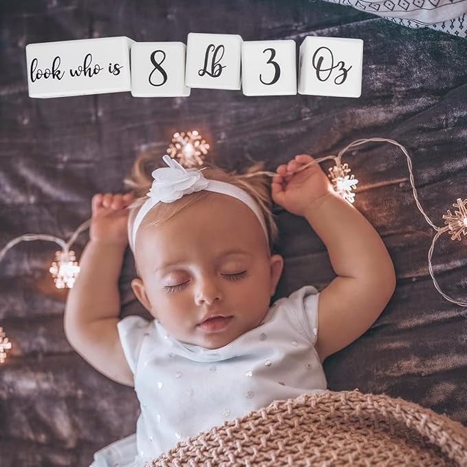 Baby Monthly Milestone Blocks for Boy or Girl, Milestones Age Photo Block Set for Baby Shower, Pregnancy Countdown, 7 Pcs