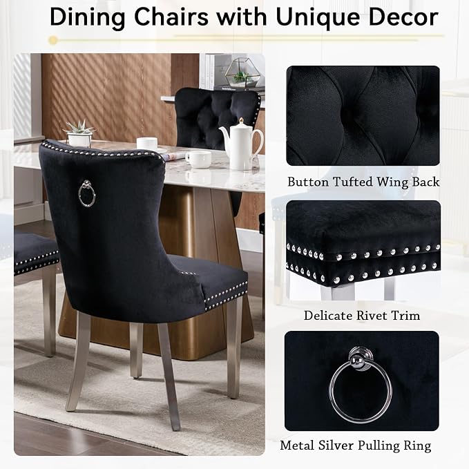 Henf 63"-79" Dining Table Set for 8, 9 Pieces Extendable Dining Table and 8 - Image 6
