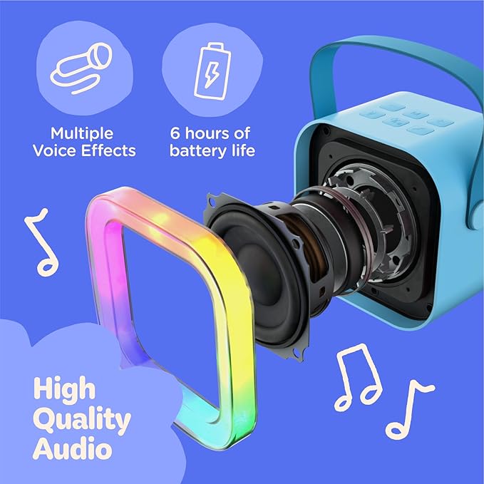 Move2Play, Karaoke Machine for Kids | Includes 20+ Kid Songs | 2 Microphones | Connect with Bluetooth | 3, 4, 5, 6, 7+ Year Old Gift | Toy for Girls, Boys, & Toddler | Birthday Present