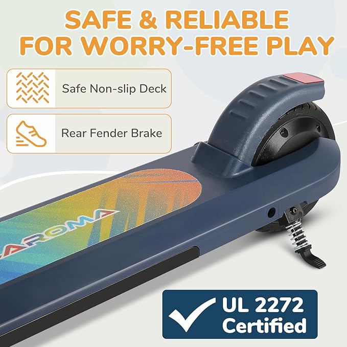 Caroma Electric Scooter for Kids Ages 6-12,150W/180WMotor,10 MPH Max Speed & 7 Miles,Colorful Lights,Adjustable Height & Speed,LED Display,Foldable Kids Electric Scooter 132 Lbs Max Load,Idea Gift