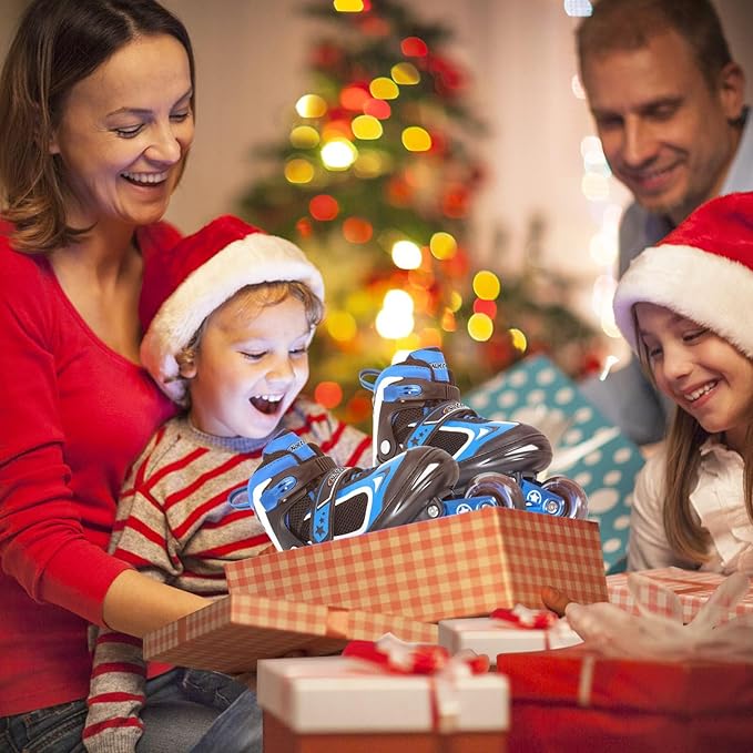 Nattork Blade Roller Skates for Boys with Light Up Wheel, Outdoor & Indoor Illuminating Black Inline Skates for Boys Little Kids Toddler Ages 5-8 4 5 6, Beginners