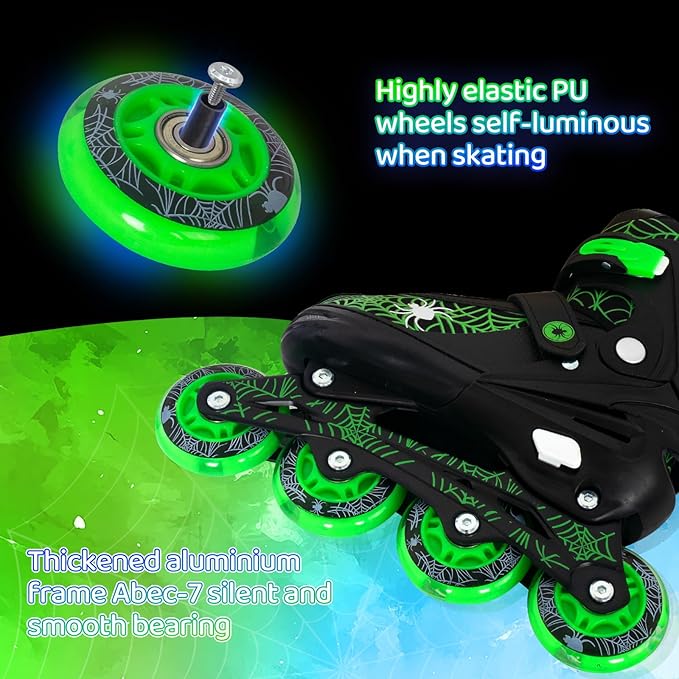 Nattork Kids Adjustable Inline Skates with PU Flash Wheels, Fun Roller Skates for Ages 4-12, Indoor/Outdoor Birthday Gift for Son and Grandson