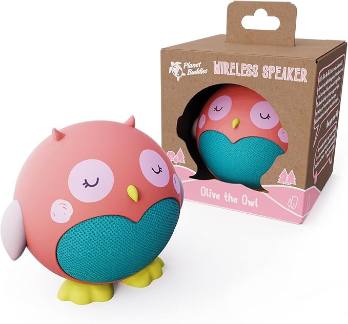 Planet Buddies Kids Bluetooth Speaker Boys and Girls with Microphone, Mini Bluetooth Speaker Portable Wireless, 60 Day Battery, for Home, Outdoor and Travel, Works with iPhone and Android – Olive Owl