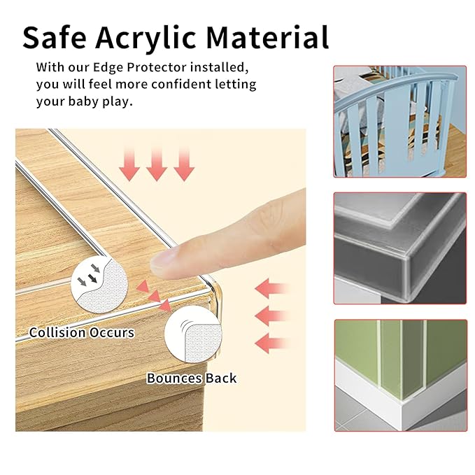 2Pack Baby Proofing Edge Protector for Baby,1.57in x 9.84ft,Clear Edge Protector Strip Sharp Edge Wrap Cover Tape,Corner Bumpers for Furniture,Crib Rail Covers for Teething