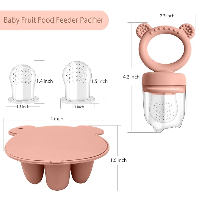 Baby Food Storage Containers & Teething Toys Set - Silicone Feeder Tray for Babies 3-18 Months, Breastmilk Popsicle Molds, Pacifier Holder