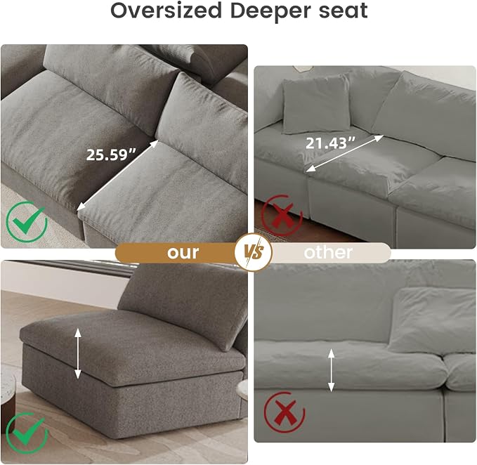 Cloud Modular Sectional Sofa Couch, Oversized Couch 6 Seater - Image 5