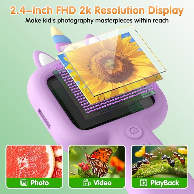 Microscope for Kids - Mini Pocket Kid's Microscope Handheld, 2.4" - 600X FHD Digital Microscope Educational Science Toys, Outdoor Toys for Kids Ages 4-8 8-12, Boys & Girls Christmas Birthday Gifts