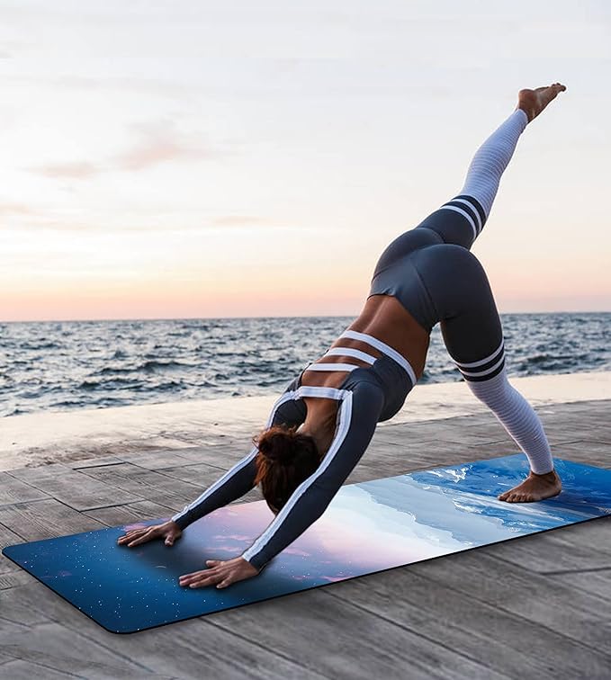 Non Slip Yoga Mat TPE Workout Mat for Men Women, Thick Workout Mat with Carrying Strap, Fitness Mats for Exercise, Yoga, Fitness, Pilates, Floor Workouts (72" x 24" x 6mm)