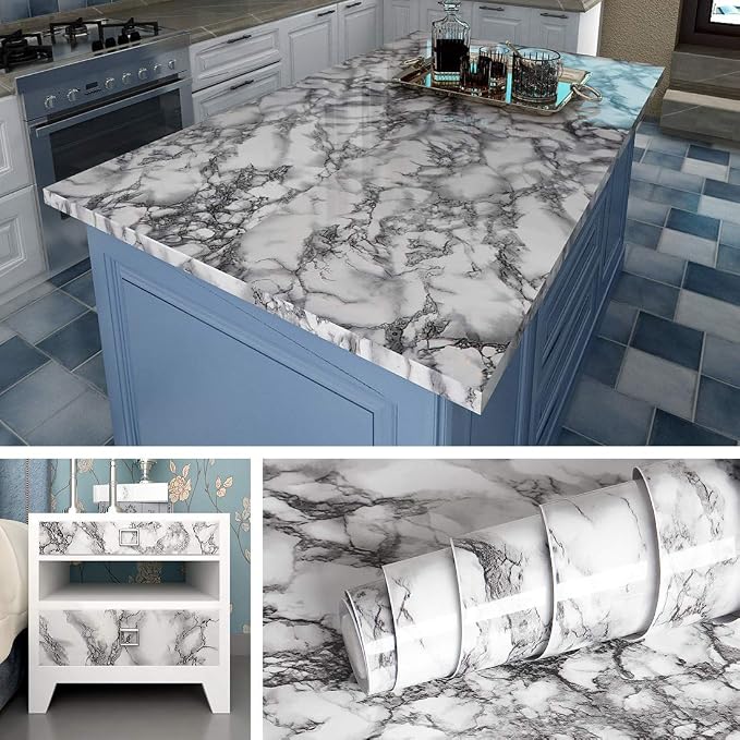 Livelynine Marble Wall Paper Kitchen Countertop Peel and Stick Wallpaper by Livelynine