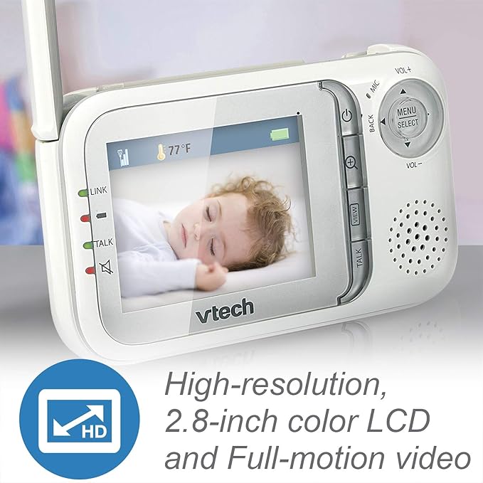 VTech VM321 Video Baby Monitor with Automatic Infrared Night Vision, Adjustable Camera, Zoom, 5 Soothing Lullabies & 1,000 Feet of Range