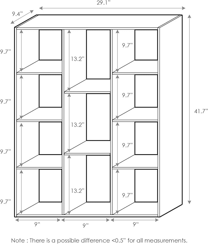 Furinno Luder Bookcase / Book / Storage , 11-Cube, White/Light Blue