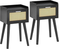 LAATOOREE Nightstand Set of 2, Small Black Bedside Table, End Table by LAATOOREE