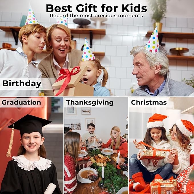 Upgrade Digital Camera, FHD 4K 44MP Autofocus Digital Point and Shoot YouTube Camera with 16X Zoom, 32GB SD Card, Compact Digital Camera Cheap for Teens Boys Girls Kids Blue Camera