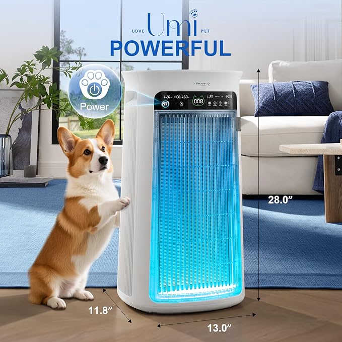 Soleus Air Air Purifier for Large Room Up to 4000 Sq. Ft, Pet Air Purifier for Home Bedroom, with Washable Pre-Filter, 3-Channel Air Quality Monitor, 4-in-1 HEPA, 22dB Quiet Sleep Auto