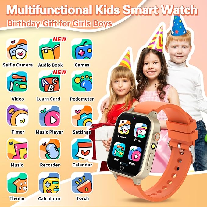 Kids Smart Watch Girls Gift for Girls Aged 6-12, HD TouchScreen Kids Watch with 26 Games Video Camera Music Pedometer Audiostory Learn Card Educational Toys Birthday Gifts for Girls Ages 5 6 7 8 9