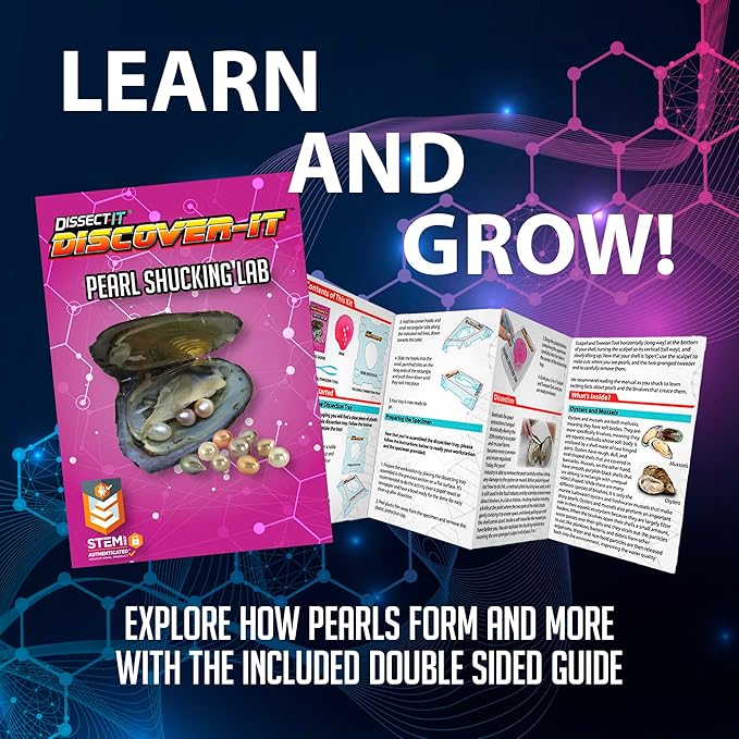 Discover-It Dissection Kit for Kids, Real Freshwater Pearl Science Lab Kit for Oysters, Science Toys for Kids Ages 5 and Above
