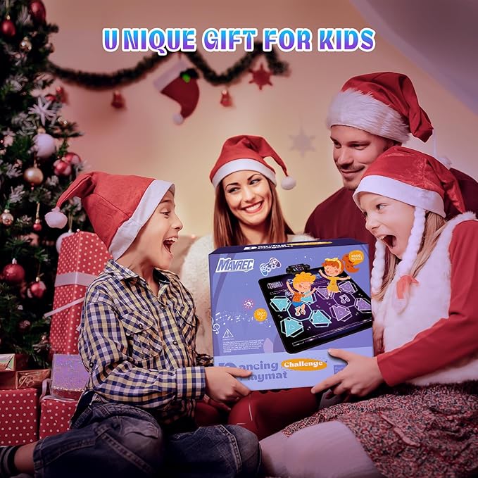 Toys Double Dance Mat for Kids, Boys & Girls Toys Ages 3 4 5 6 7 8+ Year Old Gifts Ideas for Electronic Dance Challenge Palymat, Single & Double Player Game Modes, Easter Gifts for Boys Girls