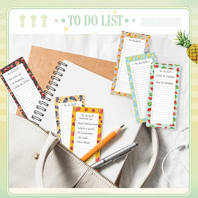 Censen 10 Pack 500 Sheets To Do List Notes Daily Checklist Notepads with 50 Sheets Each Undated Color Memo Pad Block Shopping List Pad Weekly Plan Notepad Organizer Planners(Fruit Color,Lined)