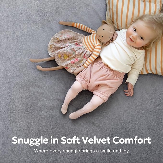 Ultra Soft 1.3" Thick Baby Play Mat for Floor, Large Velvet 50x50 Playpen Mat, Baby-Safe & Non-Slip Tummy Time Mat, Crawling Mat for Babies, Toddlers, Infants, Kids, Easy Care, 50"x50", Gray