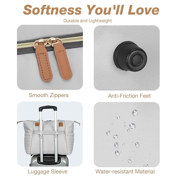 Diaper Bag Tote, Large Diaper Bags Waterproof, Hospital Bag for Labor Delivery, Baby Bag with Pacifier Case, Travel Diaper Tote with Changing Pad, Grey