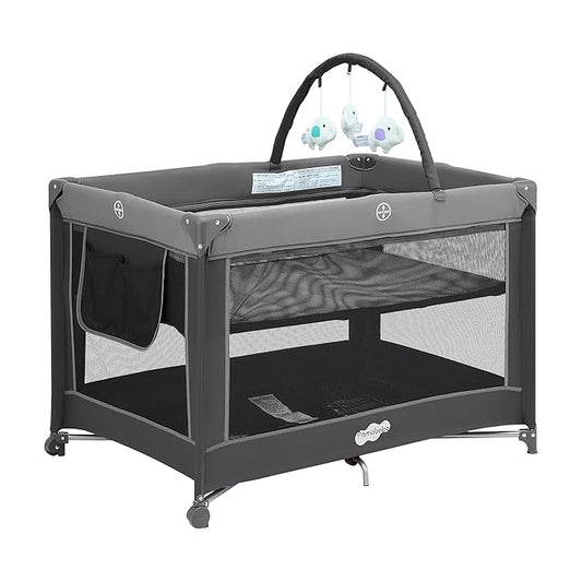 Pamo Babe Portable Playpen Foldable Playard Portable Crib for Baby and Toddlers