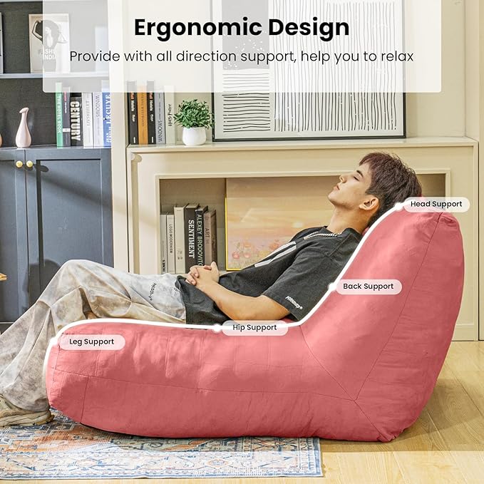 Bean Bag Chair Lazy Bean Bag Sofa, Floor Beanbag Chairs with Stuffed High-Density Foam, Memory Foam Bean Bag Sofa for Living Room, Bedroom and Office