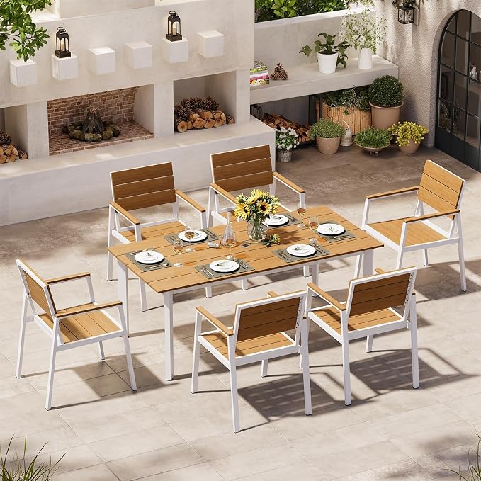 Outdoor Patio Dining Chairs Set of 2, 350LBS Capacity Aluminum Patio Dining - Image 6