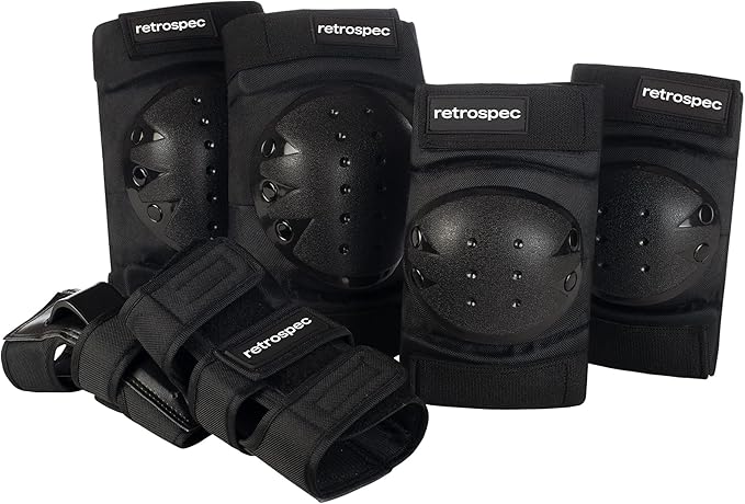 Retrospec Knee Pads, Elbow Pads & Wrist Guards for Men, Women & Kids - Protective Gear for Skateboarding, Roller Skate, Rollerblade, BMX & Scooter - Multi Sport Pad Set