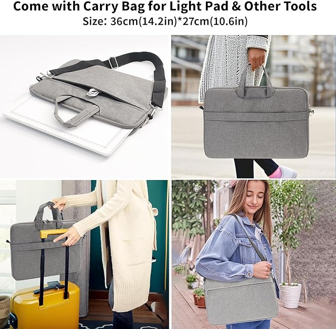 TOHETO A4 Light Board with Bag for Diamond Painting, Super Bright Magnetic Light Pad with Side Buttons, Lightbox for Tracing and Drawing, Corded Light Table for Sketching, Weeding Vinyl (White)