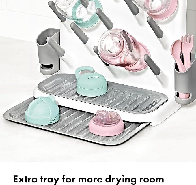 OXO Tot Expandable Drying Rack – Space-Saving Drying Rack | Newborn and Baby Essentials | Breastfeeding Essentials | Dry Baby Bottles | Save Space in Kitchen