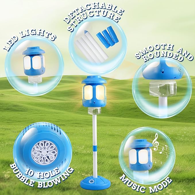 Bubble Machine for Kids Bubble Blower Maker with Lights and Music Automatic Bubble Stand Machine for Parties Birthday Wedding Toddlers Kid Summer Outdoor Toys