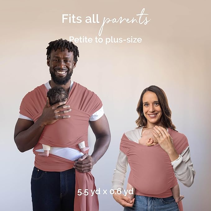 Boba Baby Wrap Carrier – Original Baby Sling Carrier for Newborns (7–35 lbs), Soft, Secure, Hands-Free & Ergonomic, Ideal for Comfortable Bonding, New Parents (Dusty Pink)