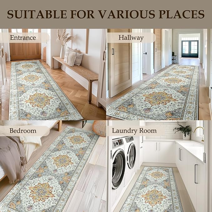 RELEANY Area Rugs 2'x8' Runner Rug Non Slip Washable - Image 6