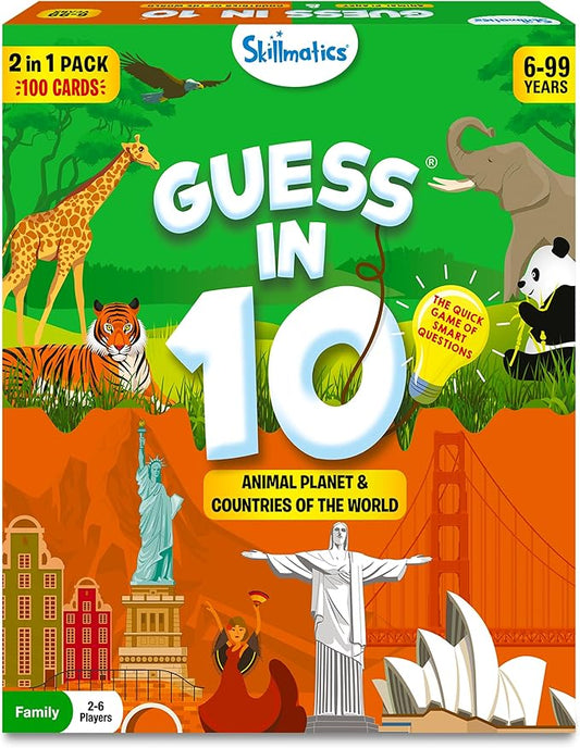 Skillmatics Guess in 10 Animals & Countries Combo, Perfect for Boys, Girls, Kids & Families Who Love Card Games, Educational Toys, Travel Games, Trivia, Gifts for Ages 6, 7, 8, 9, 10 & Up