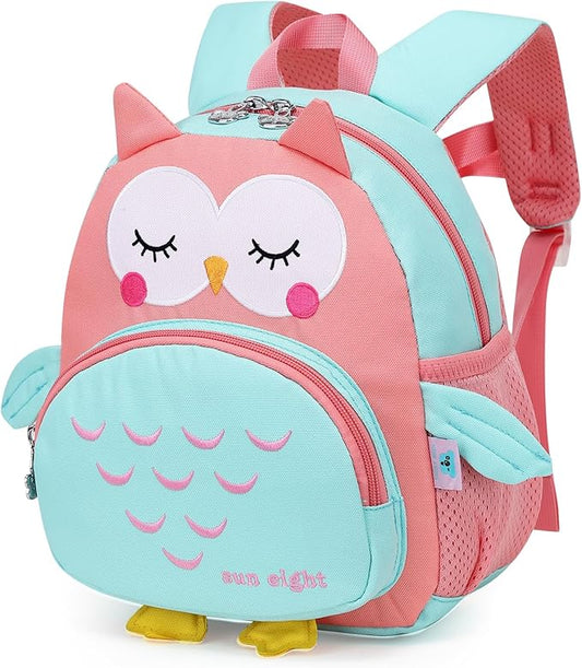 SUN EIGHT Preschool Backpack Toddler for Girls Animal Waterproof Kids Backpack 3D Cartoon School Bag for Baby Girl Boy 1-5 Years（Cute Owl）