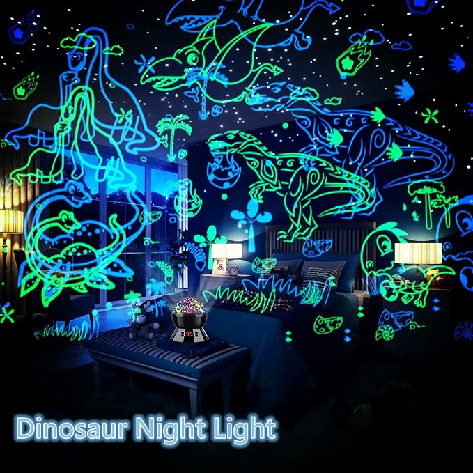 MOKOQI Dinosaur Night Light Projector for Kids Toys for Boys Room, 360 Degree Rotation with 17 Colors Dino Projection Light for Toddler Nightlight Lamp Birthday Gifts for Boys Bedroom Decor