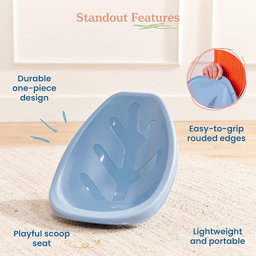 ECR4Kids Plastic Leaf Scoop Floor Rocker Seat, Classroom Furniture - Image 4