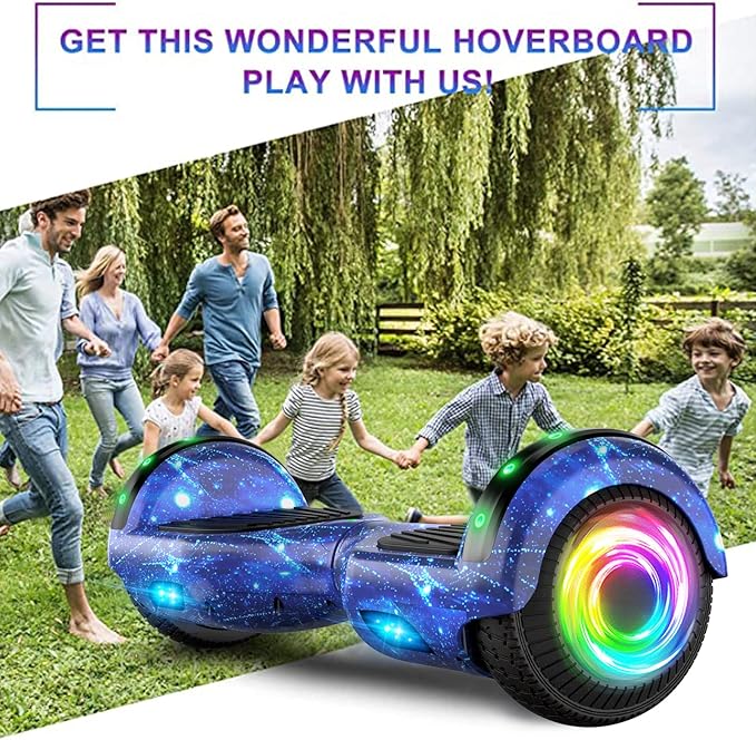 SISIGAD Scooters for Kids Ages 6-12, with Built-in Bluetooth Speaker and 6.5" Colorful Lights Wheels, Safety Certified Self Balancing Scooter Gift for Kids