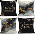 OBSEDE Black Gold Marble Sweet Home Decorative Throw Pillow Covers 18 × 18 in by OBSEDE